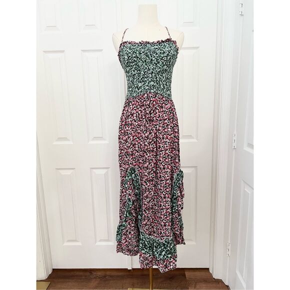 Free People Dresses & Skirts - Free People Womens Green Pink One I Love Floral Maxi Dress Size XS NWT